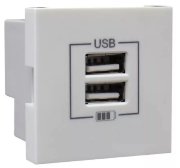 Розетка USB двойная, зарядная, белая (45439 SBR) Розетка USB двойная, зарядная, белая (45439 SBR)